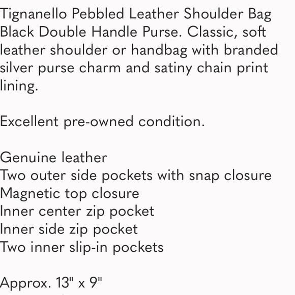 Tagnanello Leather Double Handle Satchel/Shoulder Bag. Black. Like new. - Picture 8 of 8
